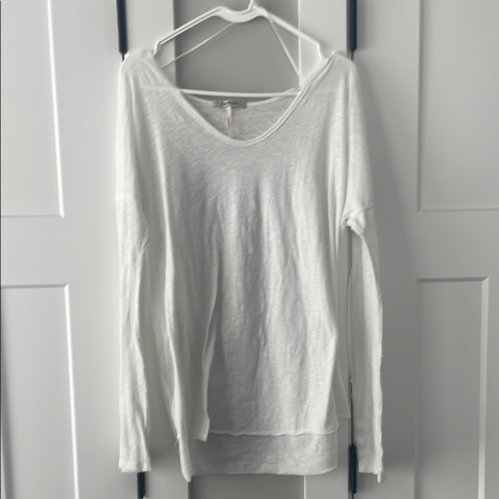 Free People White Long Sleeve Top